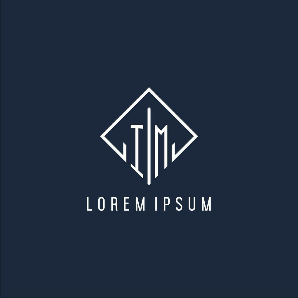 IM initial logo with luxury rectangle style design vector