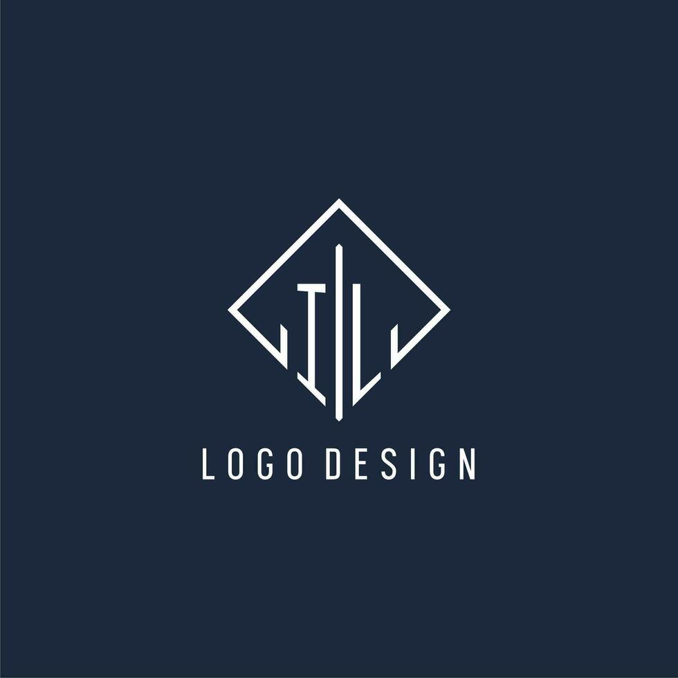 IL initial logo with luxury rectangle style design vector