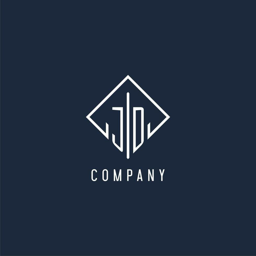 JD initial logo with luxury rectangle style design vector