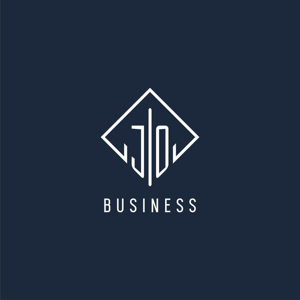 JO initial logo with luxury rectangle style design vector