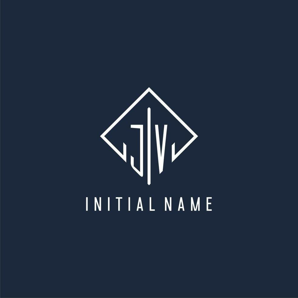 JV initial logo with luxury rectangle style design vector