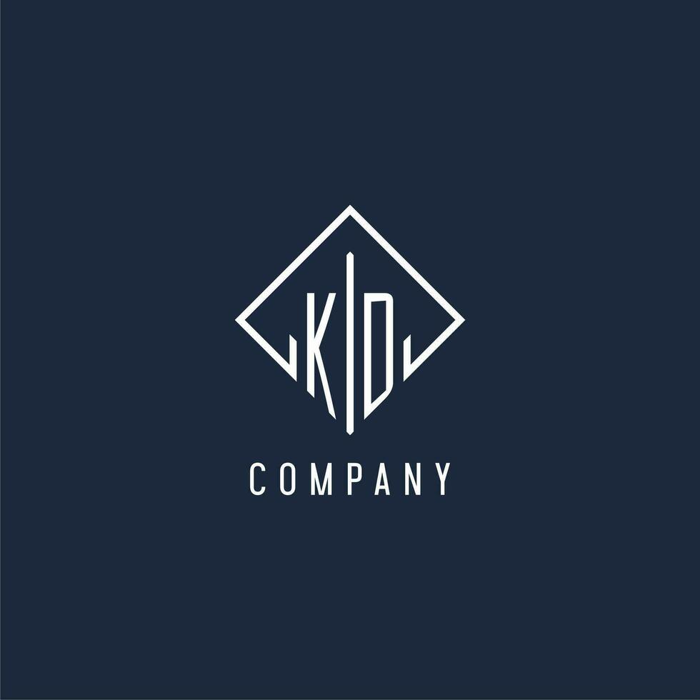 KD initial logo with luxury rectangle style design vector