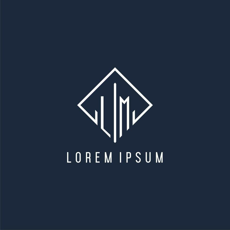 LM initial logo with luxury rectangle style design vector