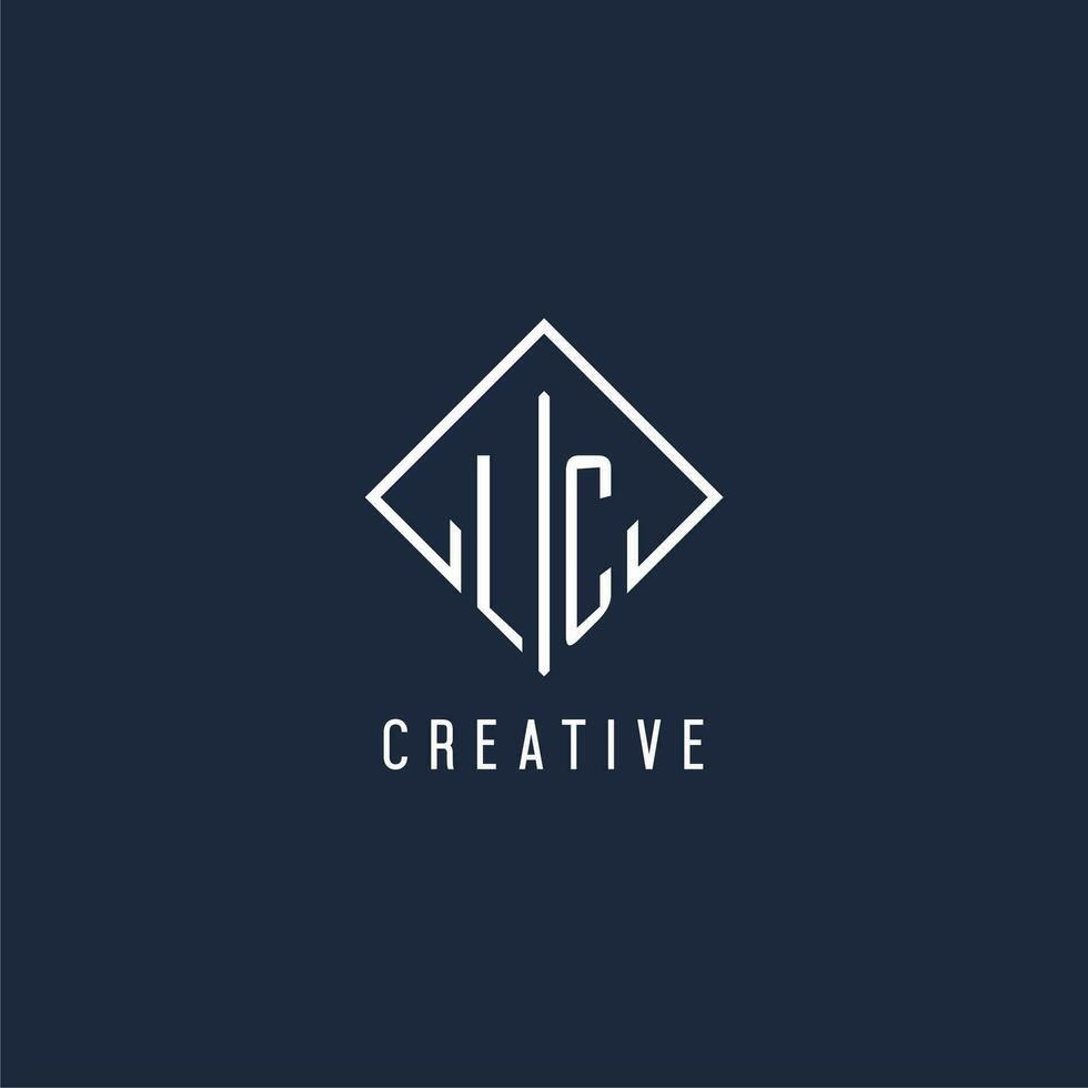 LC initial logo with luxury rectangle style design vector