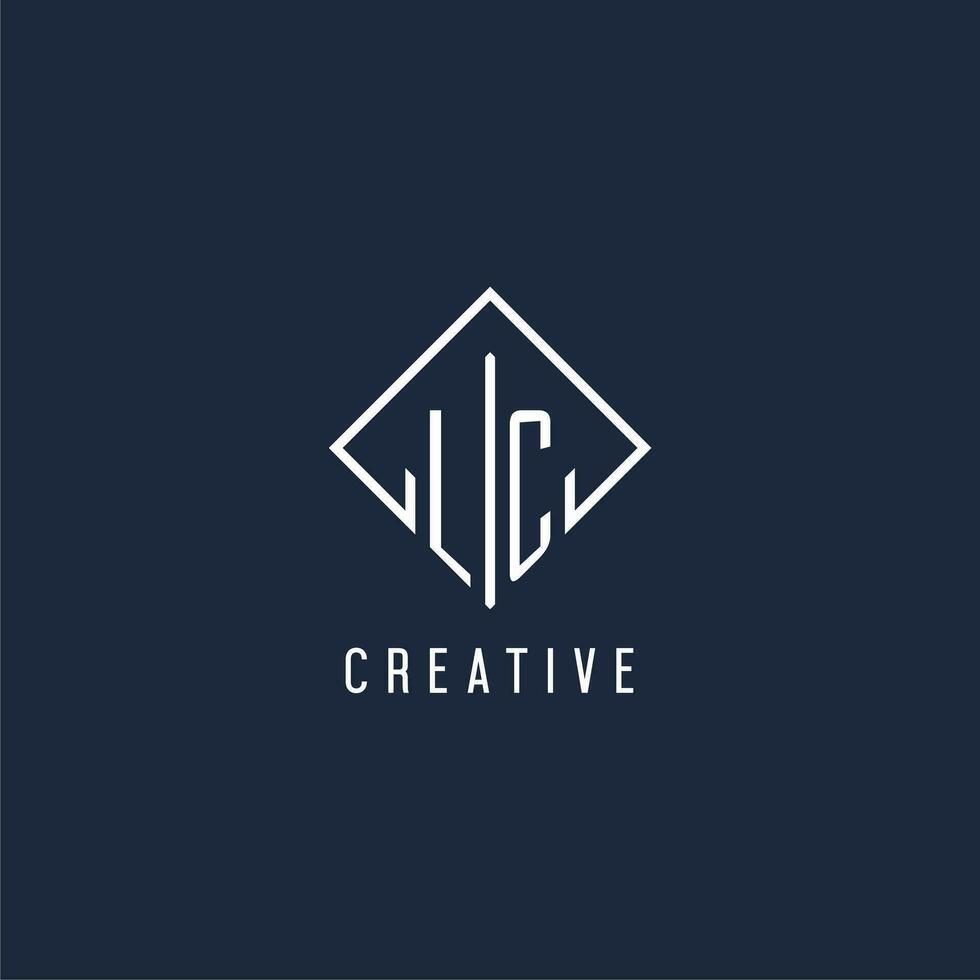 LC initial logo with luxury rectangle style design vector