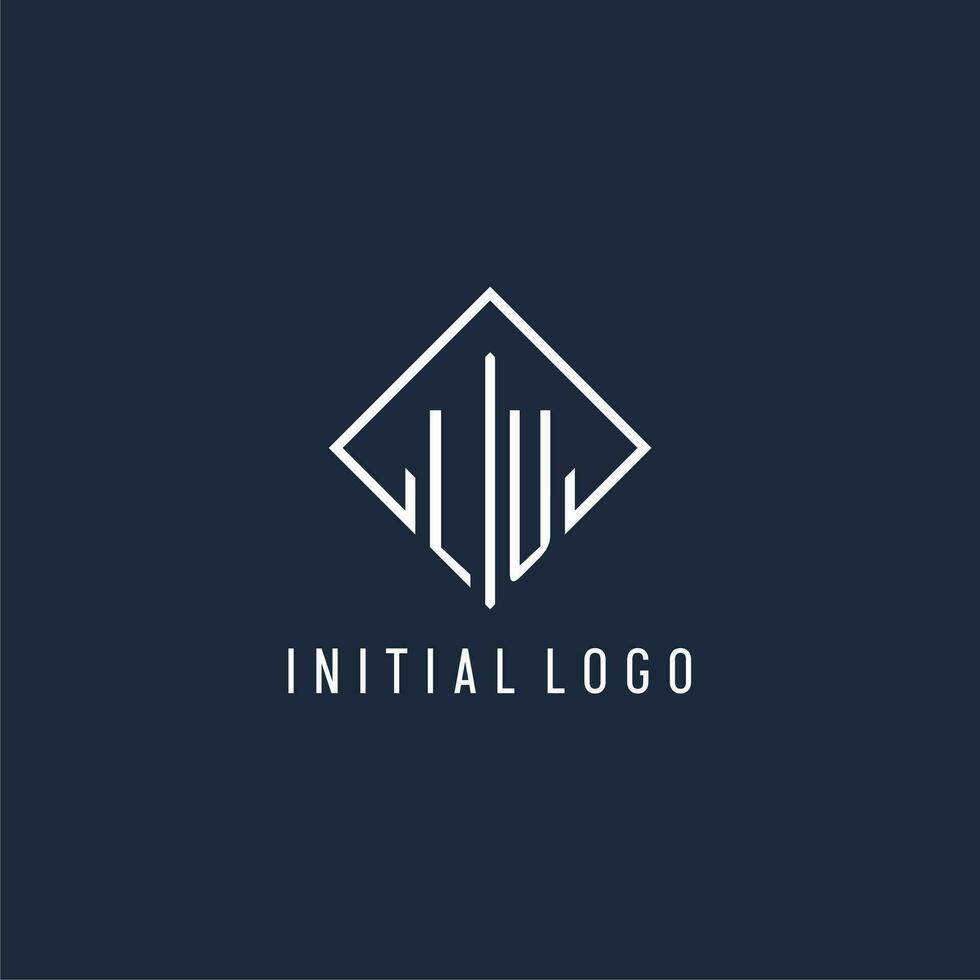 LU initial logo with luxury rectangle style design vector