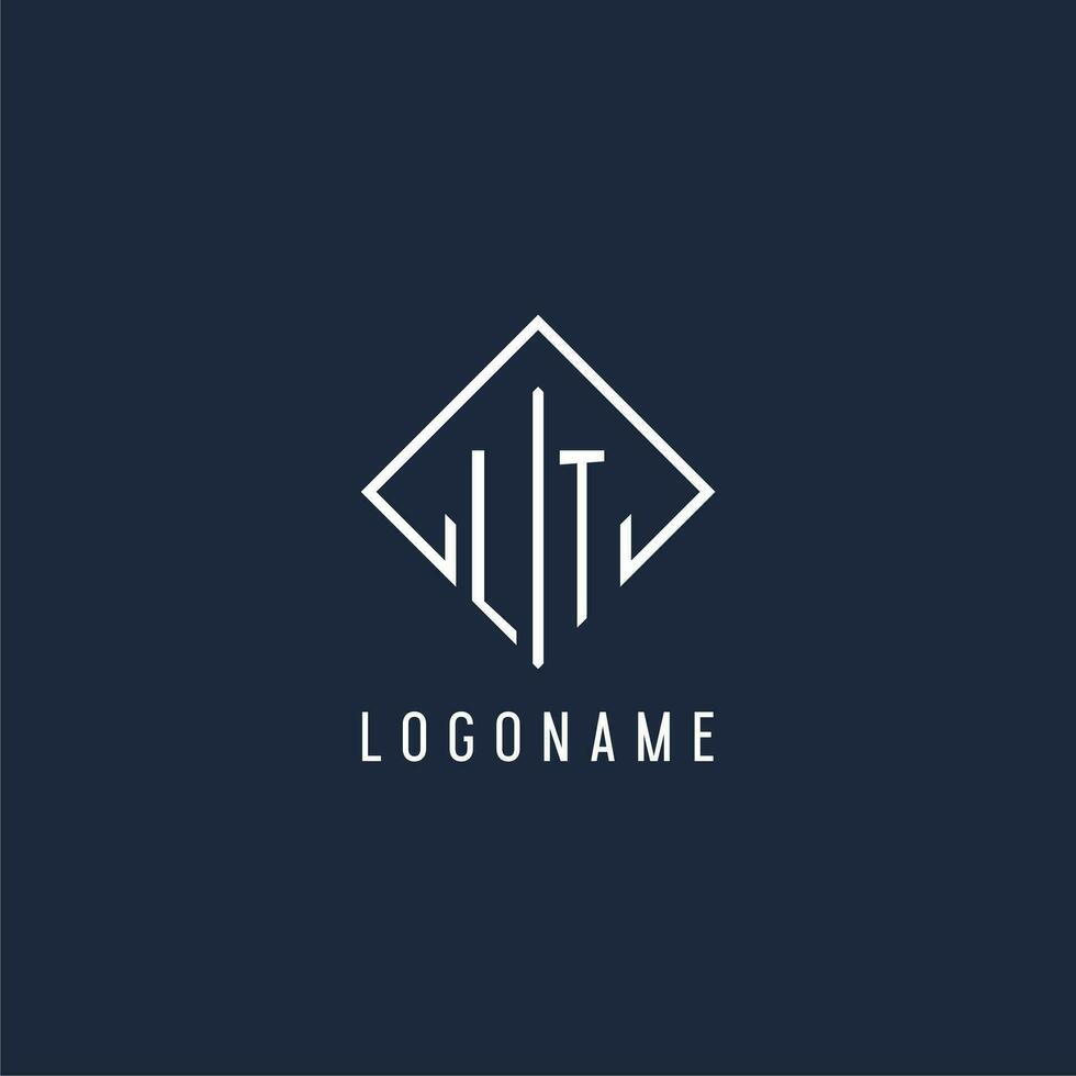 LT initial logo with luxury rectangle style design vector