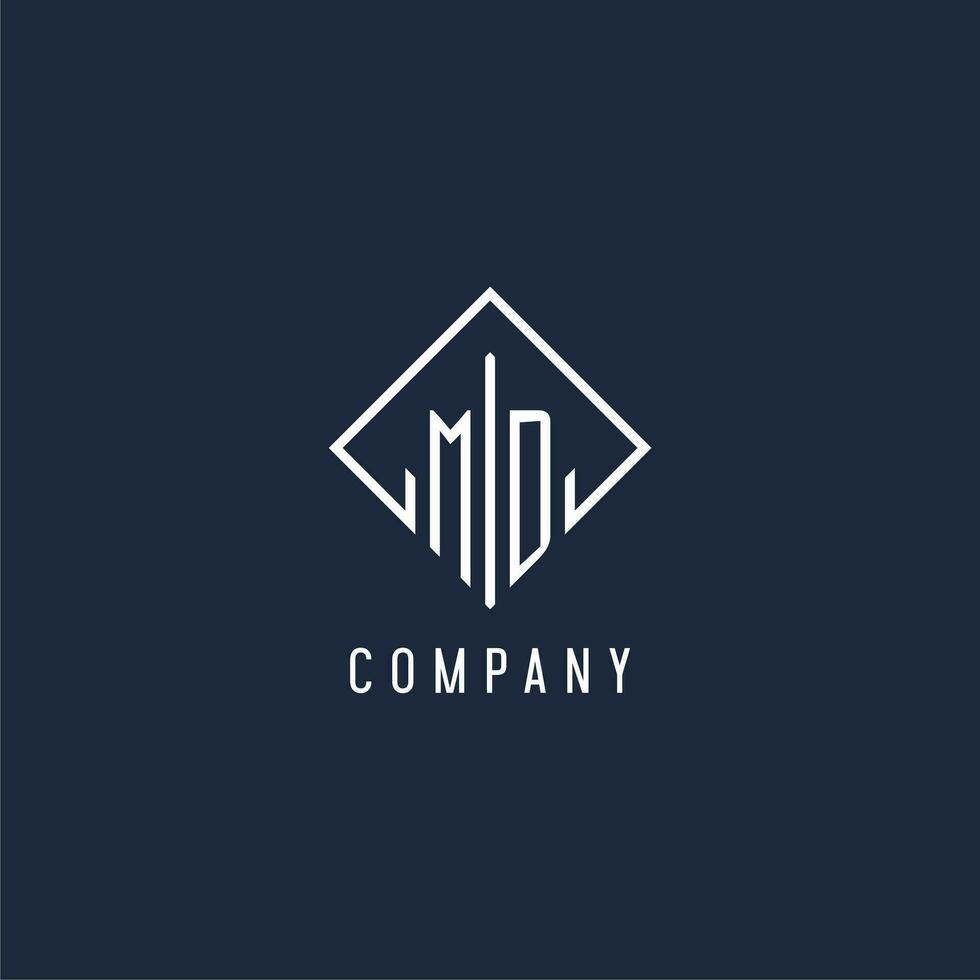 MD initial logo with luxury rectangle style design vector