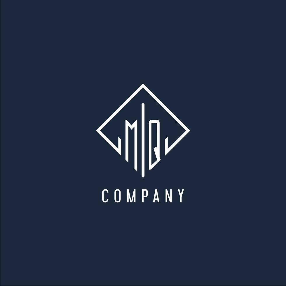 MQ initial logo with luxury rectangle style design vector