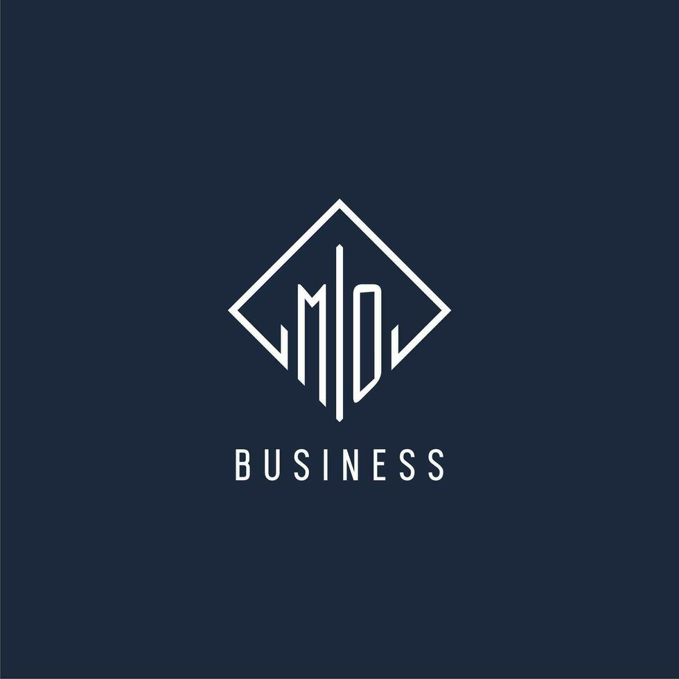 MO initial logo with luxury rectangle style design vector