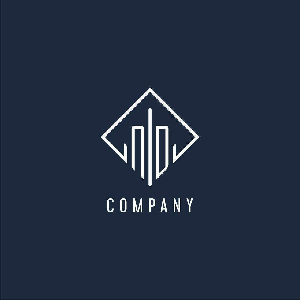 ND initial logo with luxury rectangle style design vector