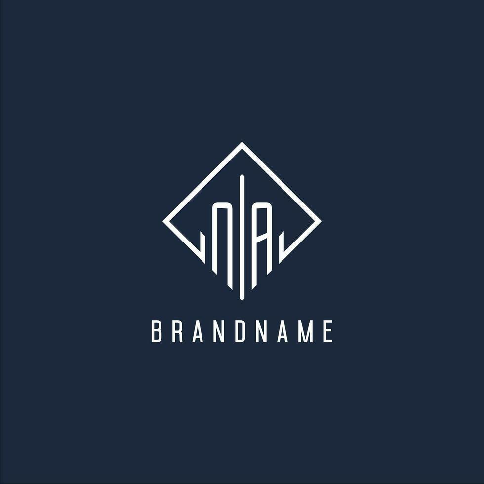 NA initial logo with luxury rectangle style design vector