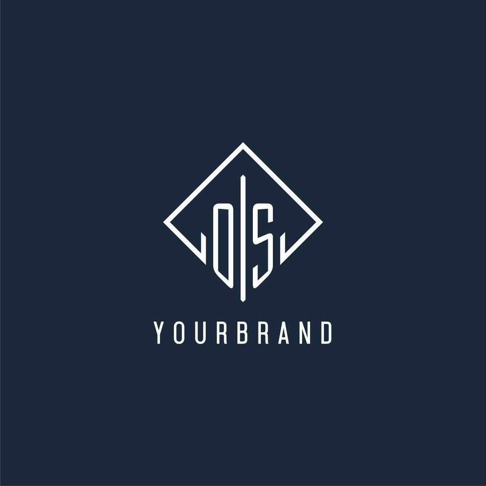 OS initial logo with luxury rectangle style design vector