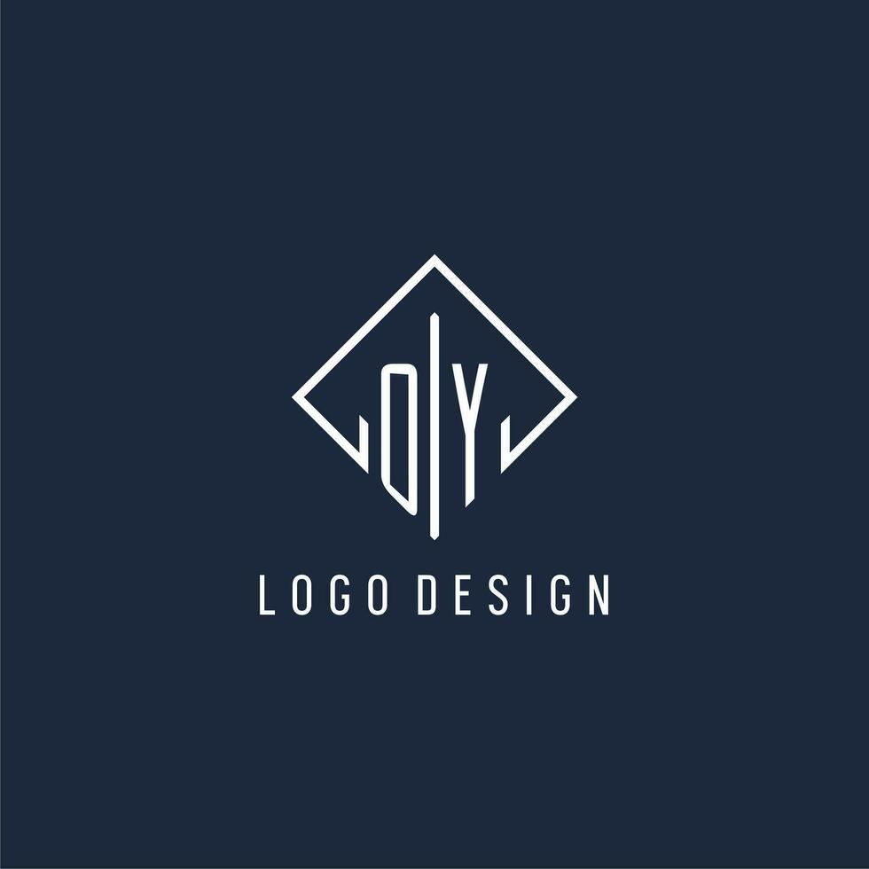 OY initial logo with luxury rectangle style design vector