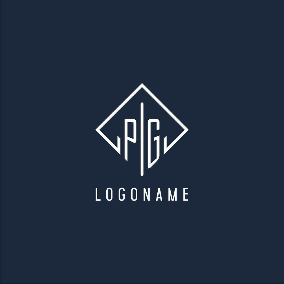 PG initial logo with luxury rectangle style design vector