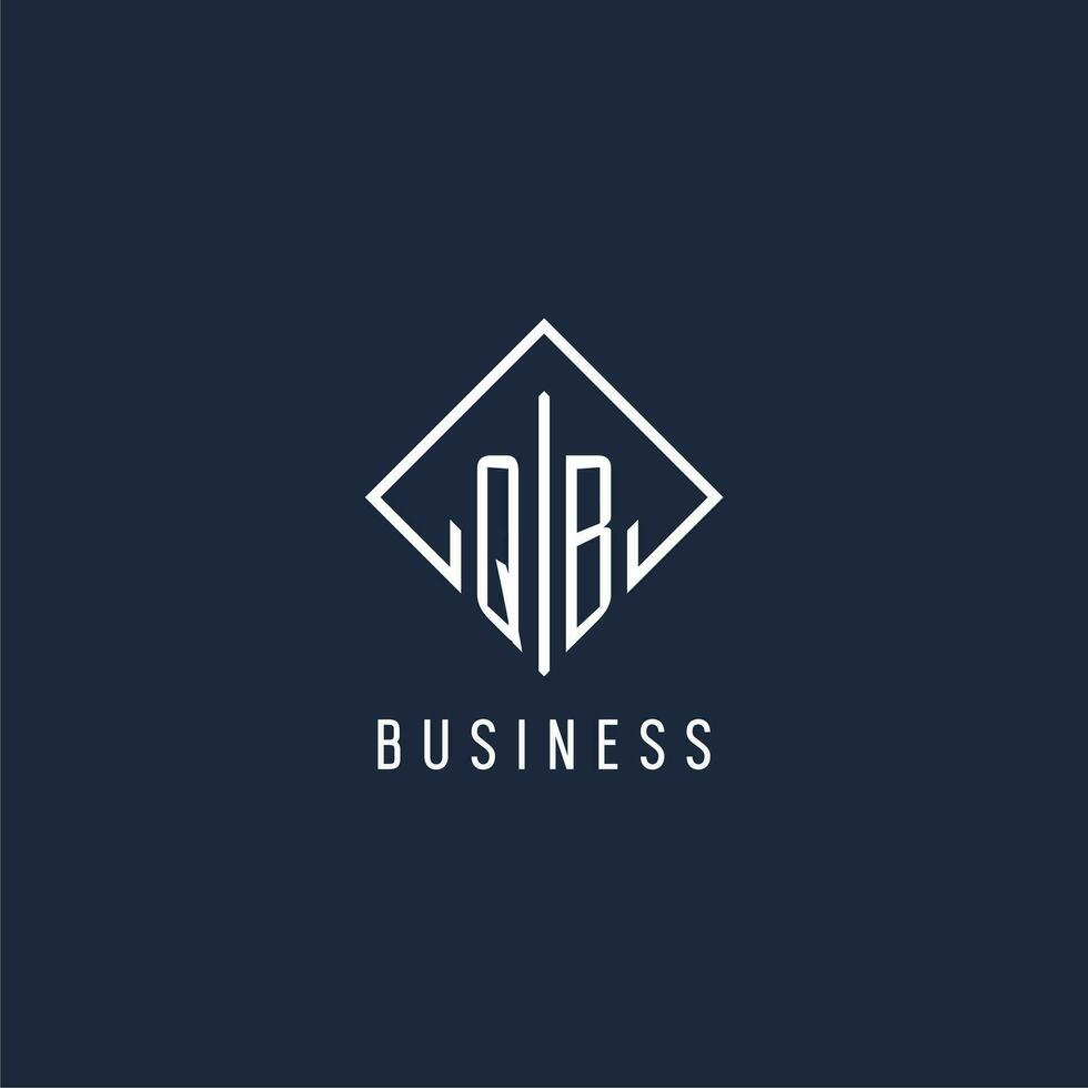 QB initial logo with luxury rectangle style design vector