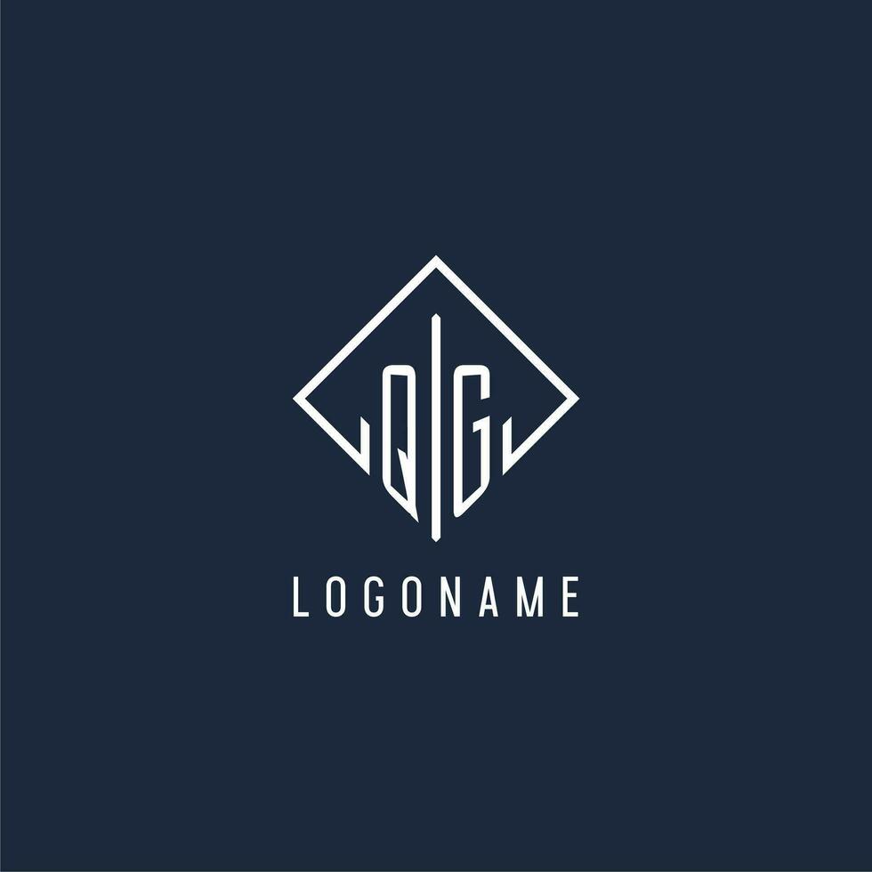 QG initial logo with luxury rectangle style design vector