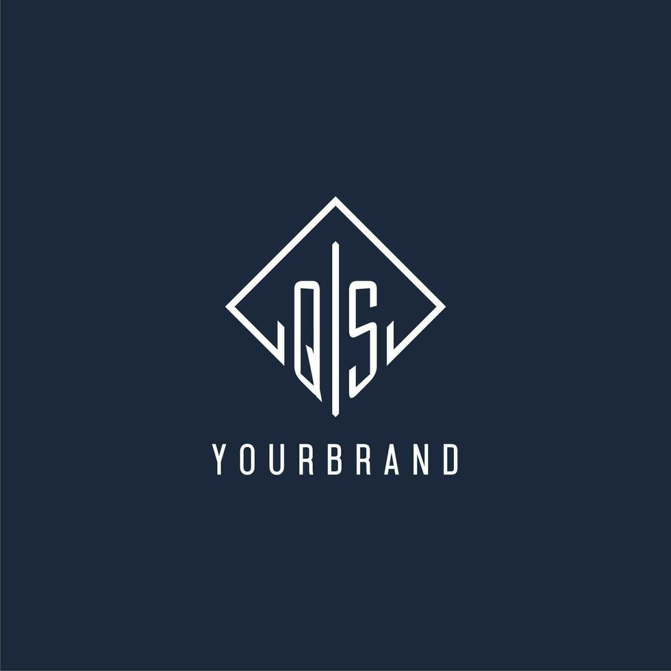 QS initial logo with luxury rectangle style design vector