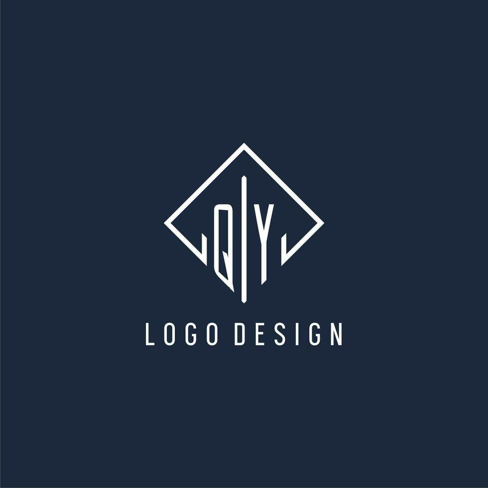 QY initial logo with luxury rectangle style design vector