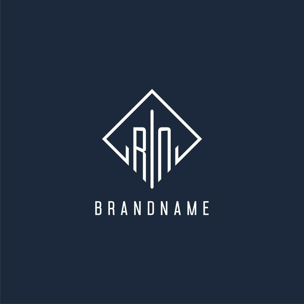 RN initial logo with luxury rectangle style design vector