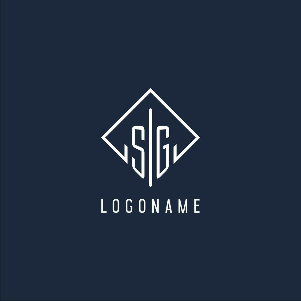 SG initial logo with luxury rectangle style design vector