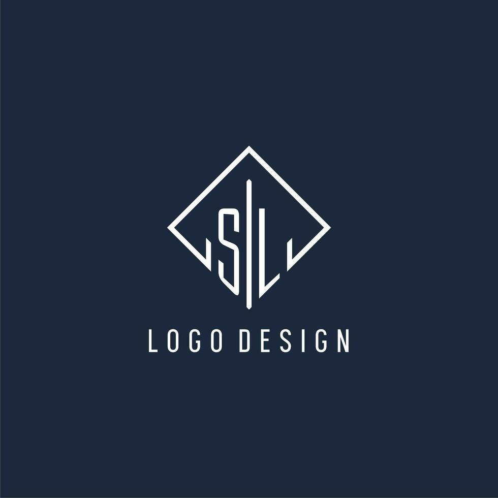 SL initial logo with luxury rectangle style design vector