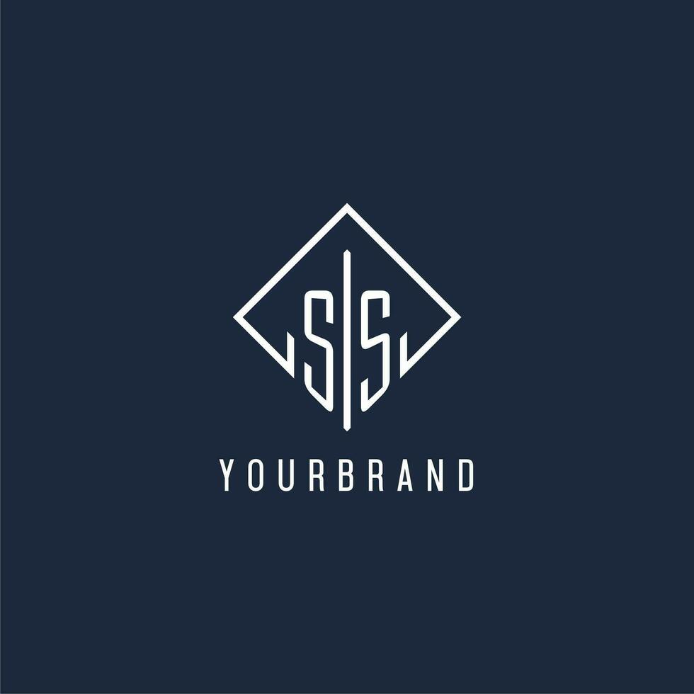 SS initial logo with luxury rectangle style design vector