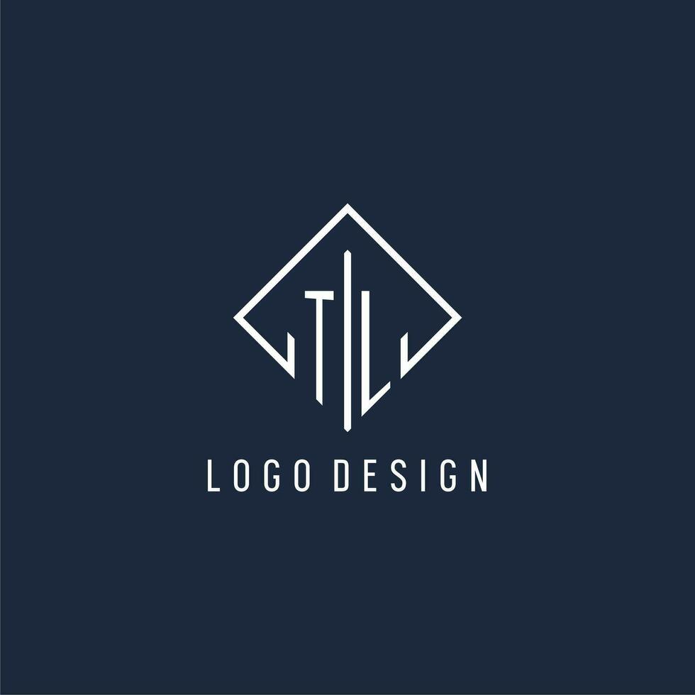 TL initial logo with luxury rectangle style design vector