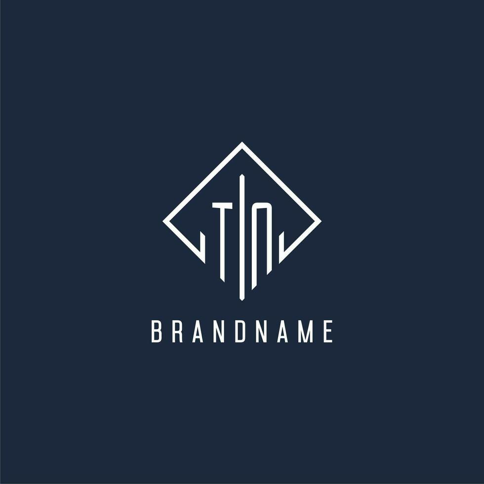 TN initial logo with luxury rectangle style design vector