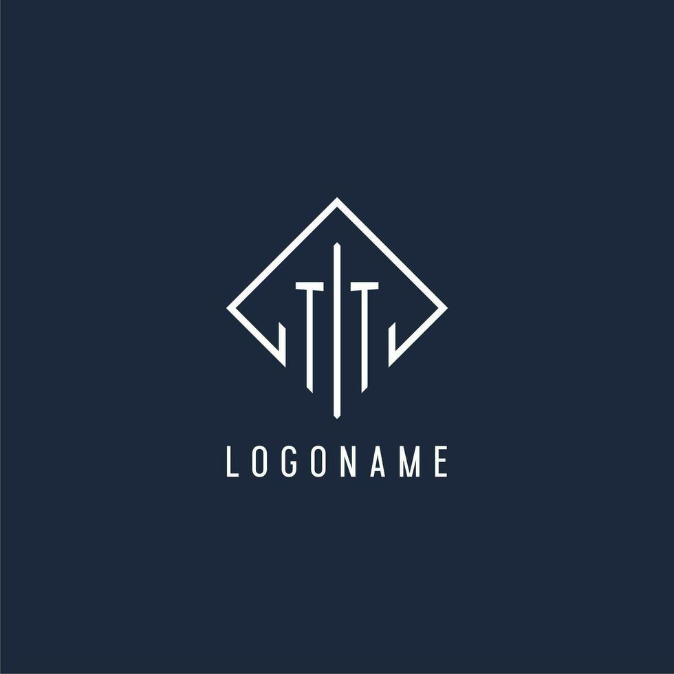 TT initial logo with luxury rectangle style design vector