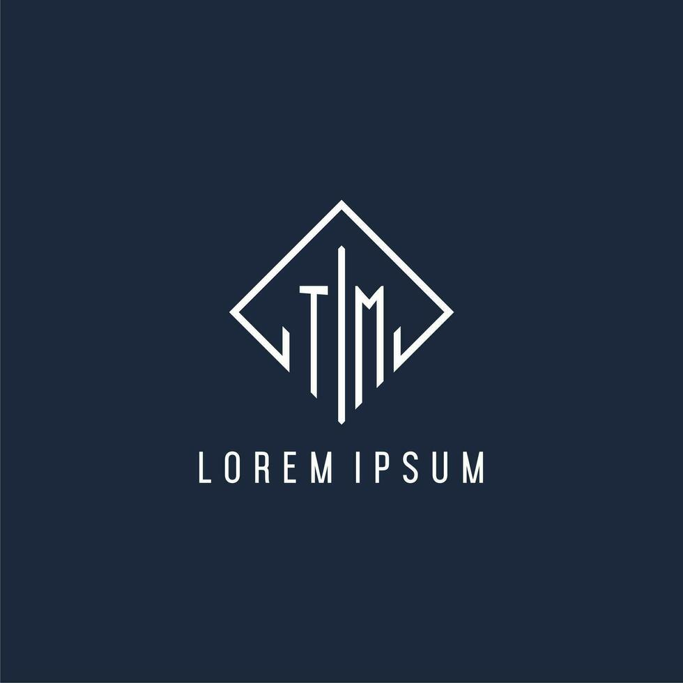 TM initial logo with luxury rectangle style design vector