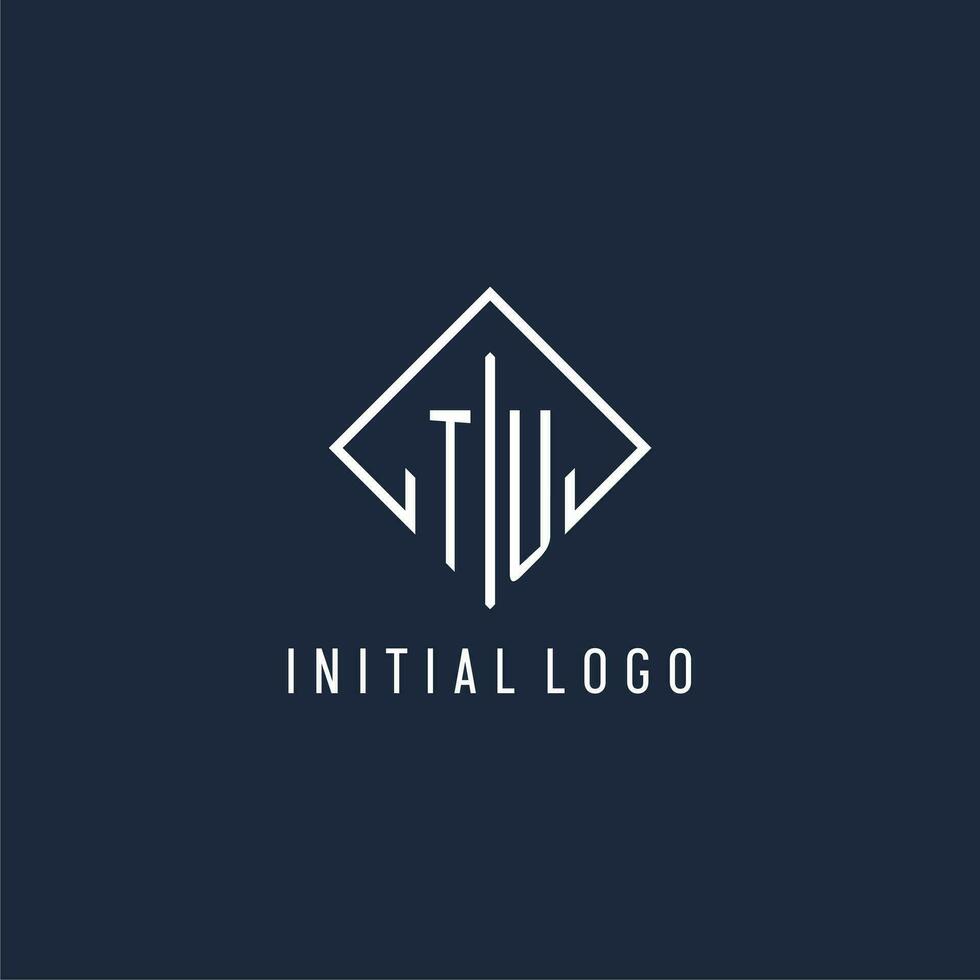TU initial logo with luxury rectangle style design vector