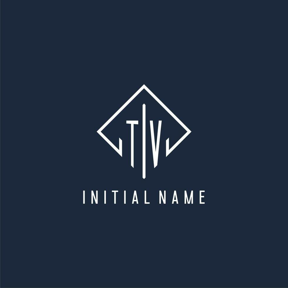 TV initial logo with luxury rectangle style design vector