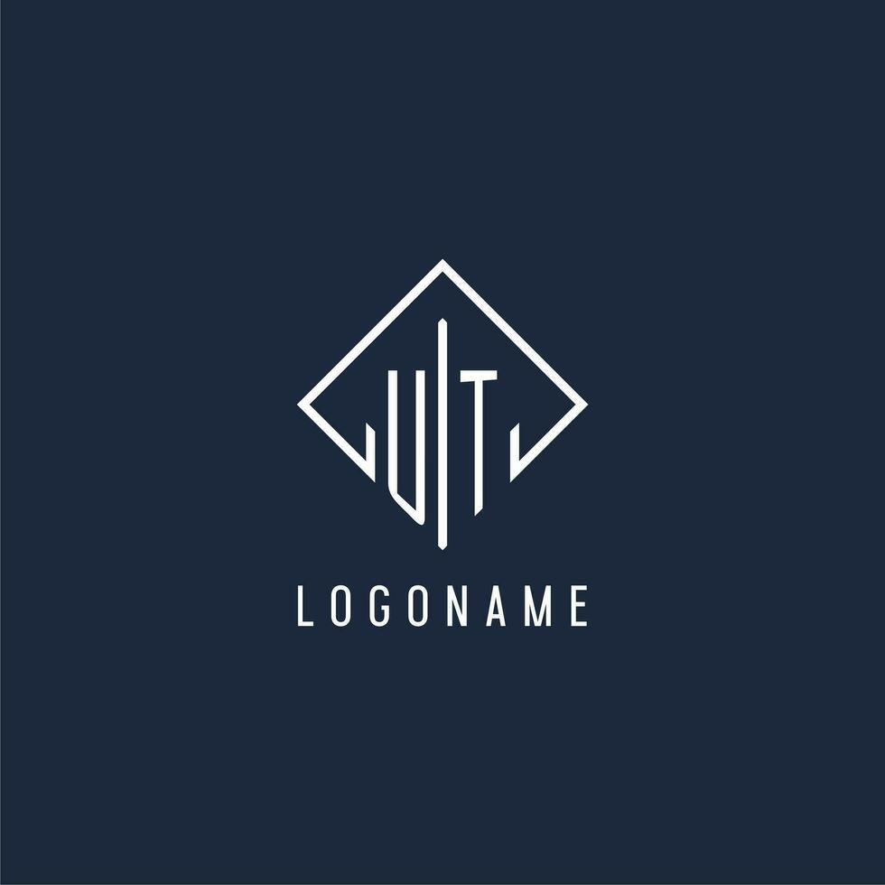 UT initial logo with luxury rectangle style design vector