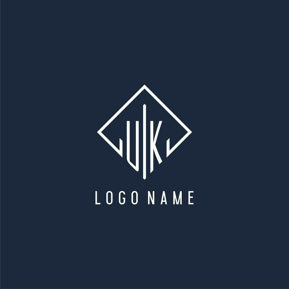 UK initial logo with luxury rectangle style design vector