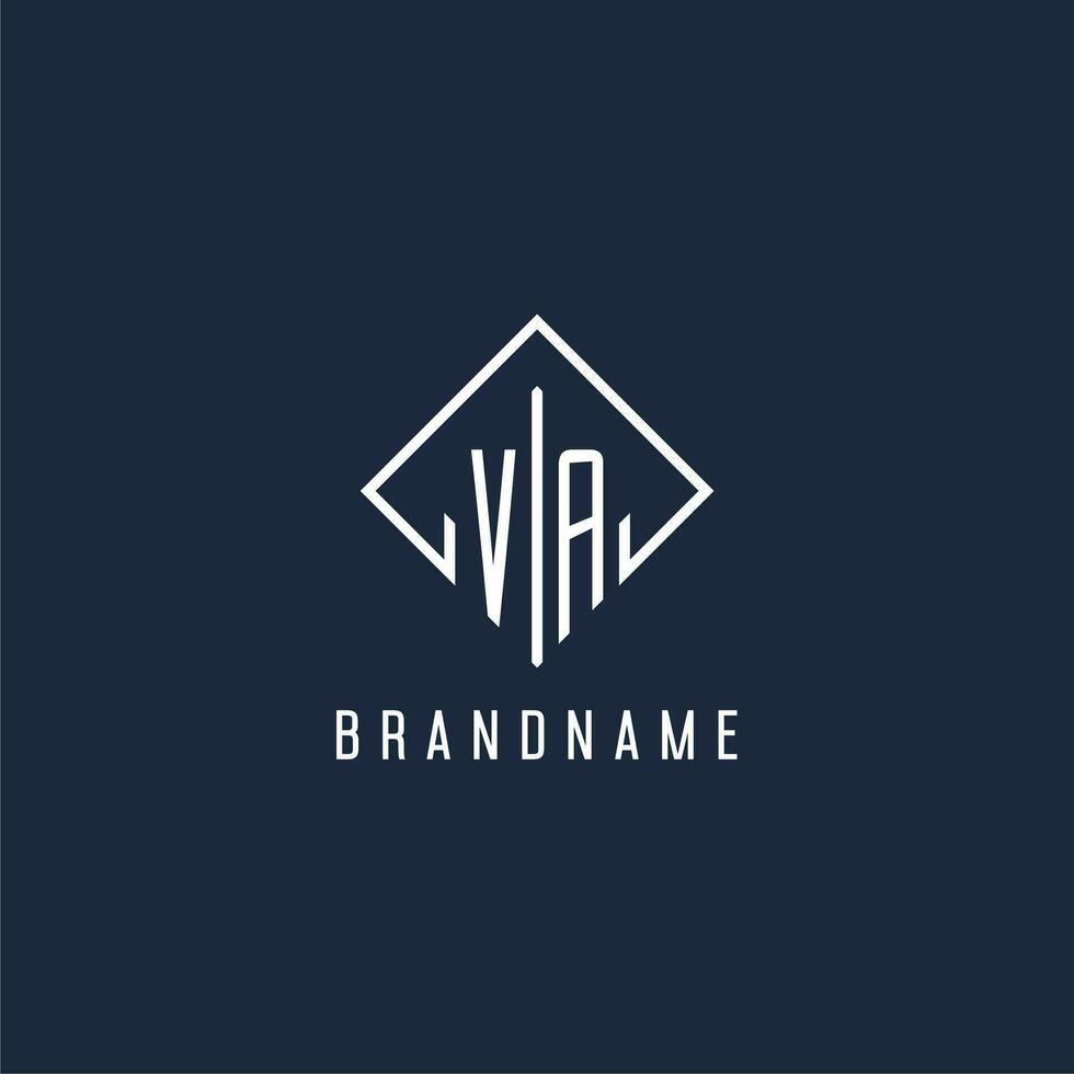 VA initial logo with luxury rectangle style design vector