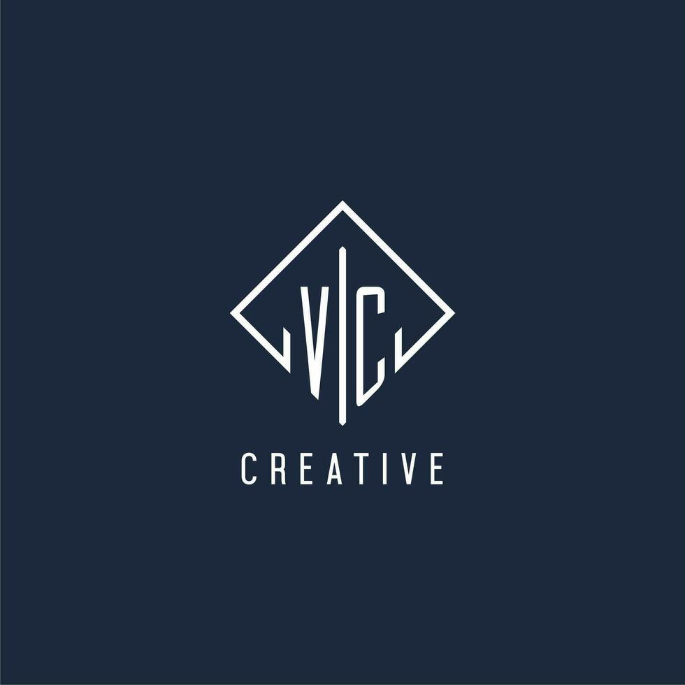 VC initial logo with luxury rectangle style design vector