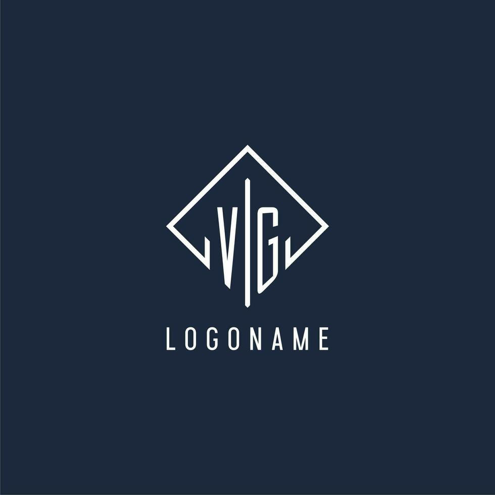 VG initial logo with luxury rectangle style design vector