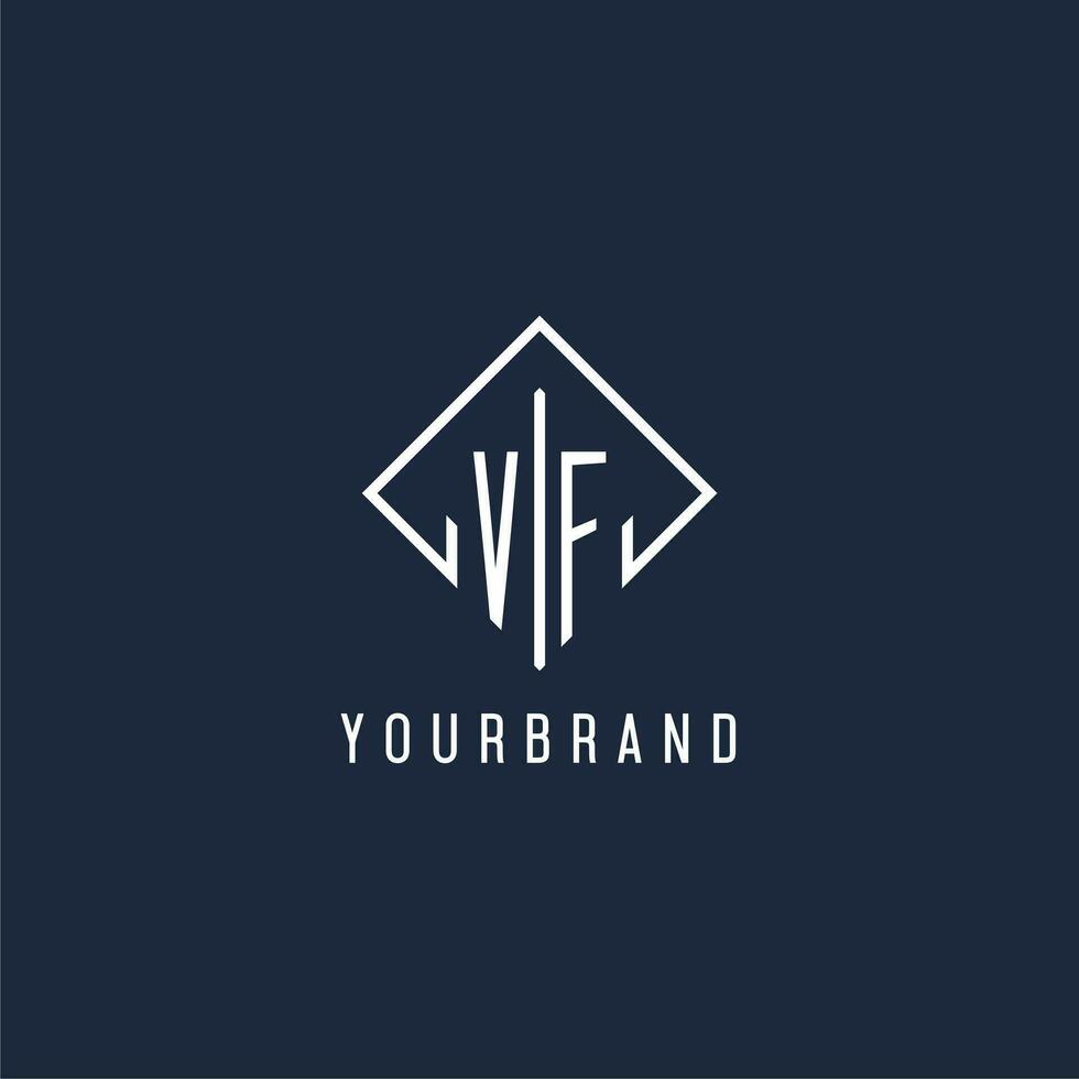 vf inicial logo con lujo rectángulo estilo diseño vector