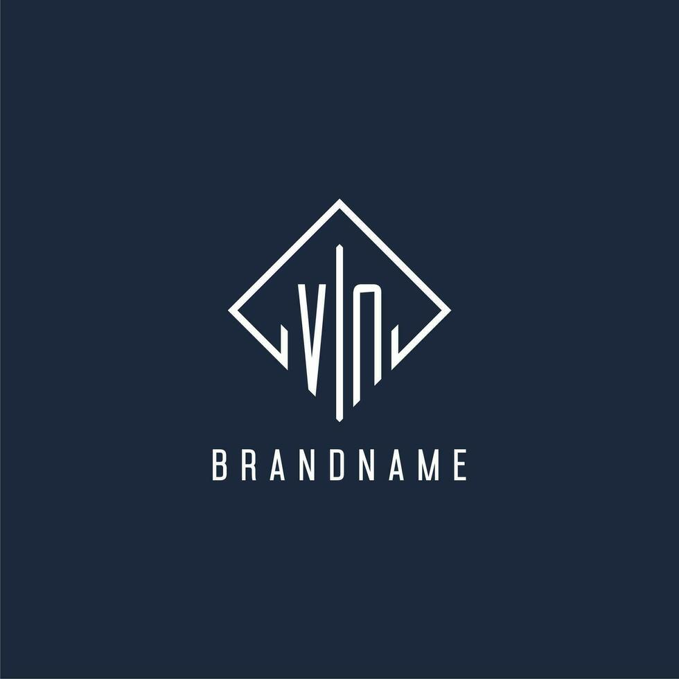 VN initial logo with luxury rectangle style design vector