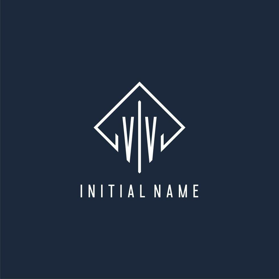 vv inicial logo con lujo rectángulo estilo diseño vector