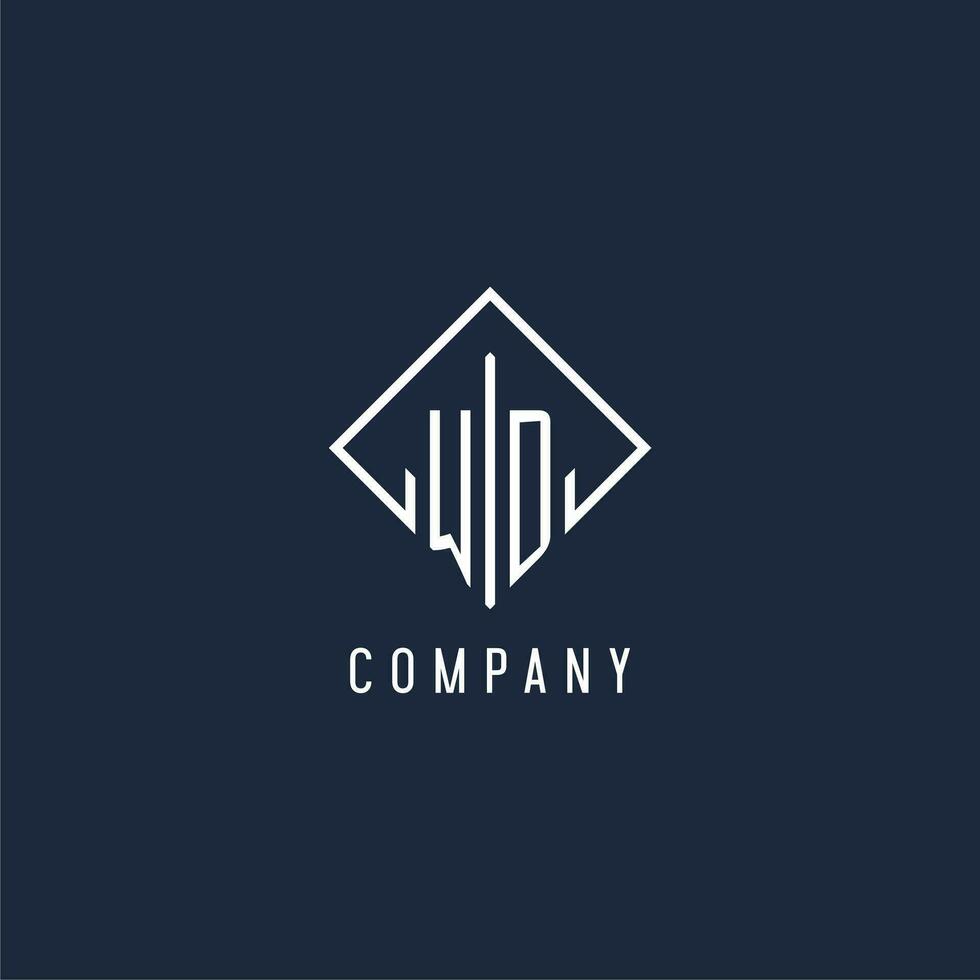 WD initial logo with luxury rectangle style design vector