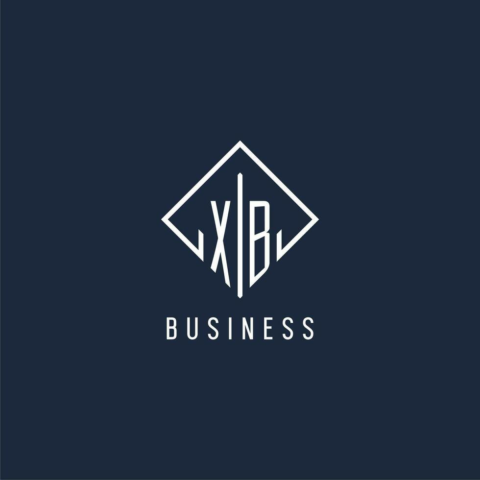 XB initial logo with luxury rectangle style design vector