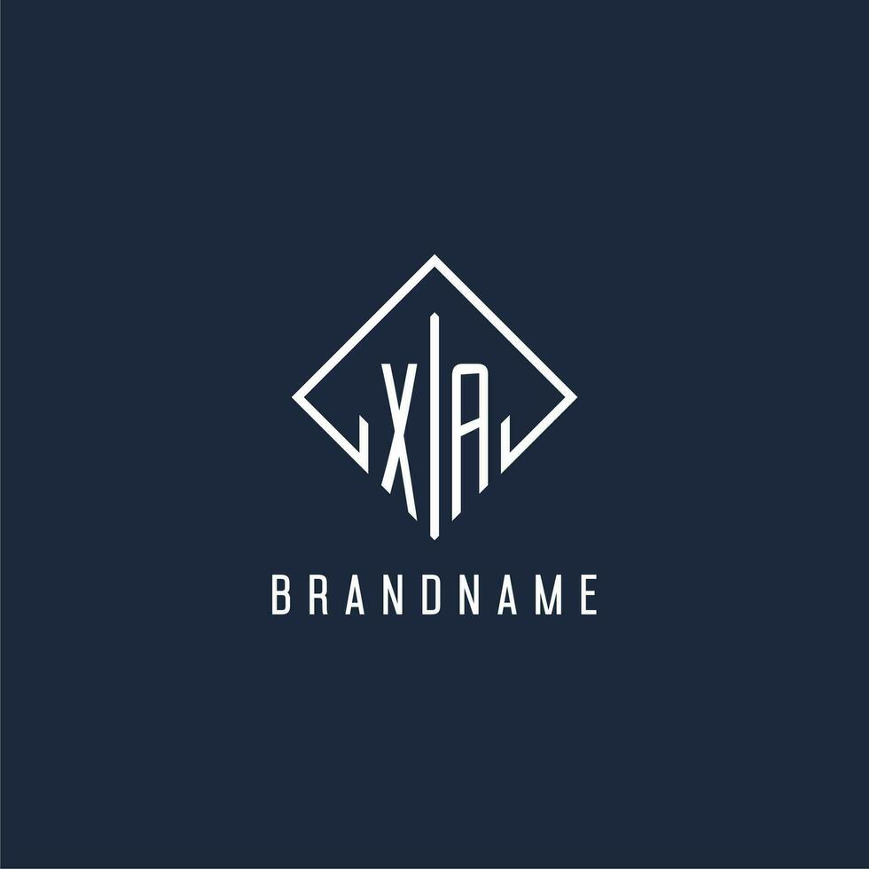 XA initial logo with luxury rectangle style design vector