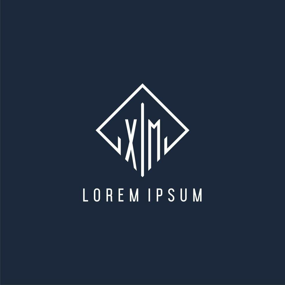 XM initial logo with luxury rectangle style design vector