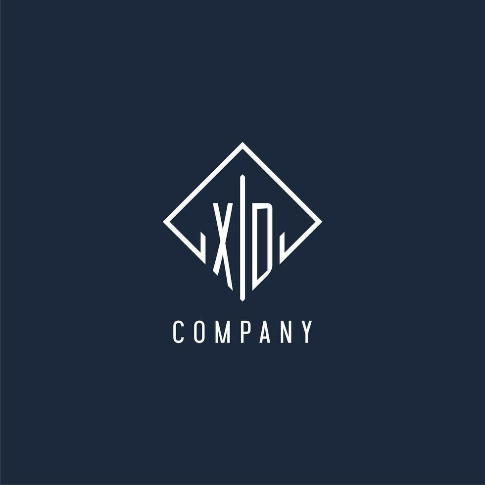 XD initial logo with luxury rectangle style design vector