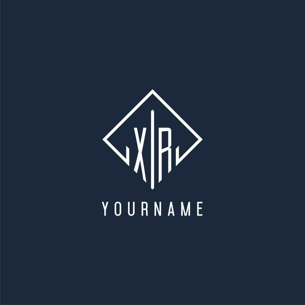 XR initial logo with luxury rectangle style design vector