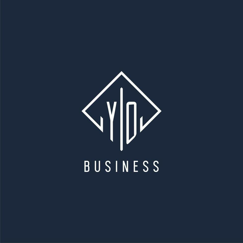 YO initial logo with luxury rectangle style design vector