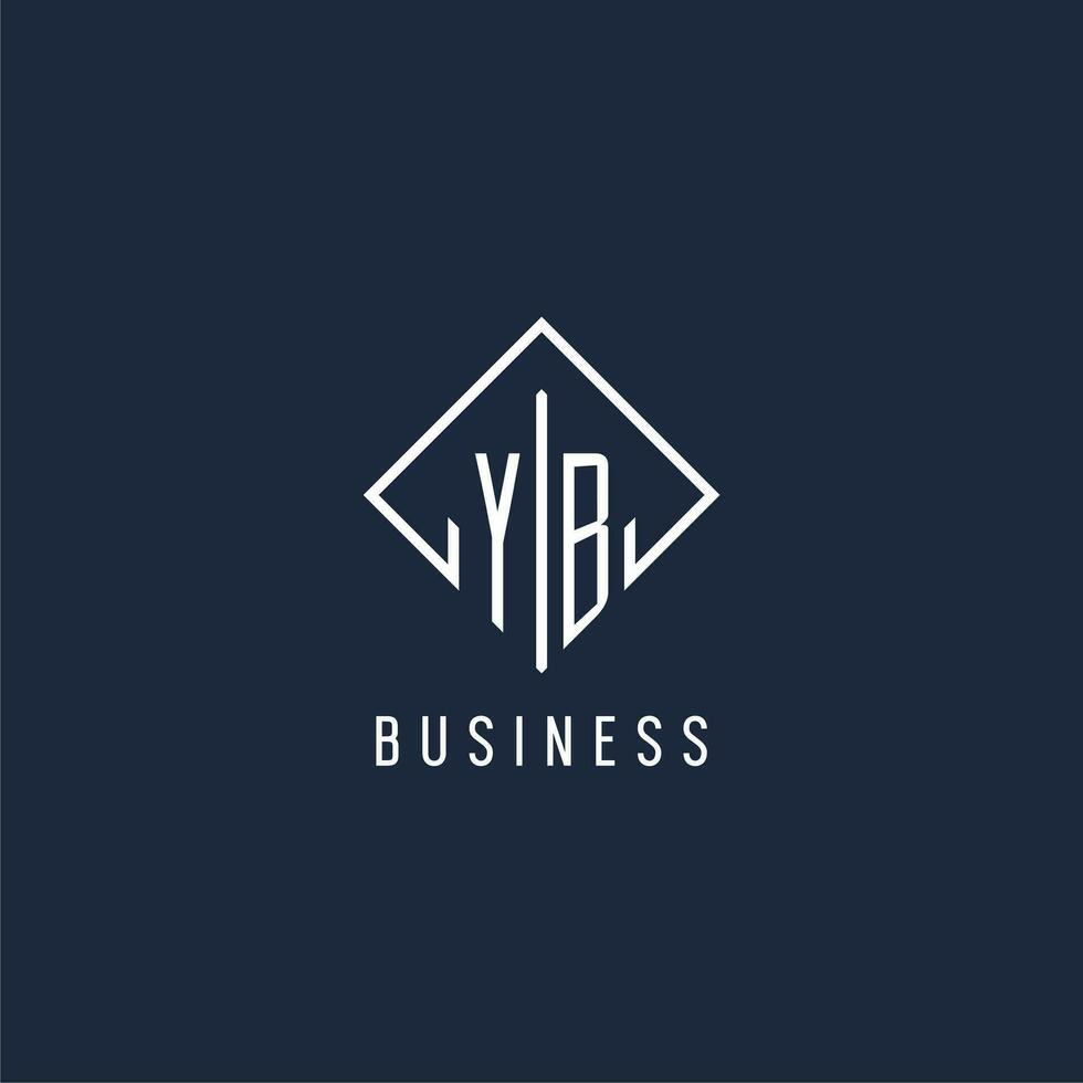 YB initial logo with luxury rectangle style design vector