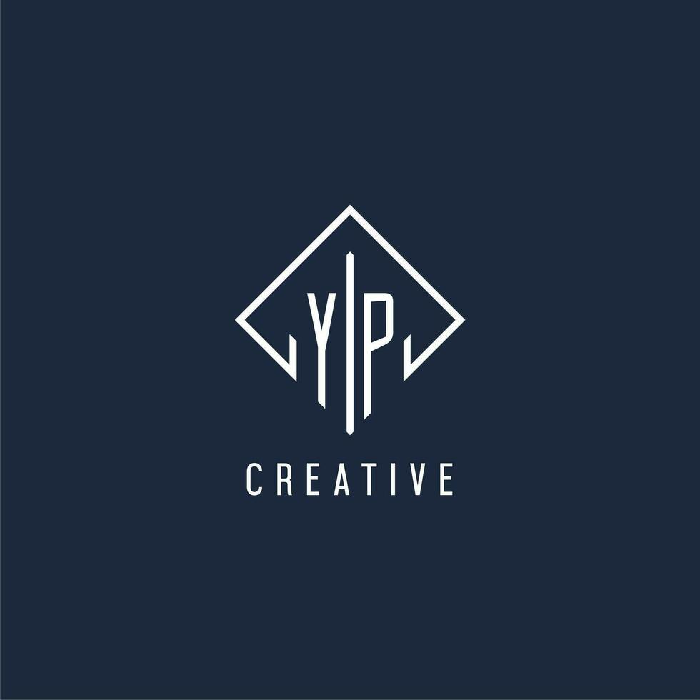 YP initial logo with luxury rectangle style design vector